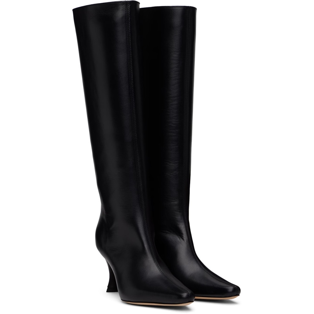 BY FAR Stevie 42 Black Smooth Calf Leather Knee Boots - Picture 2 of 7